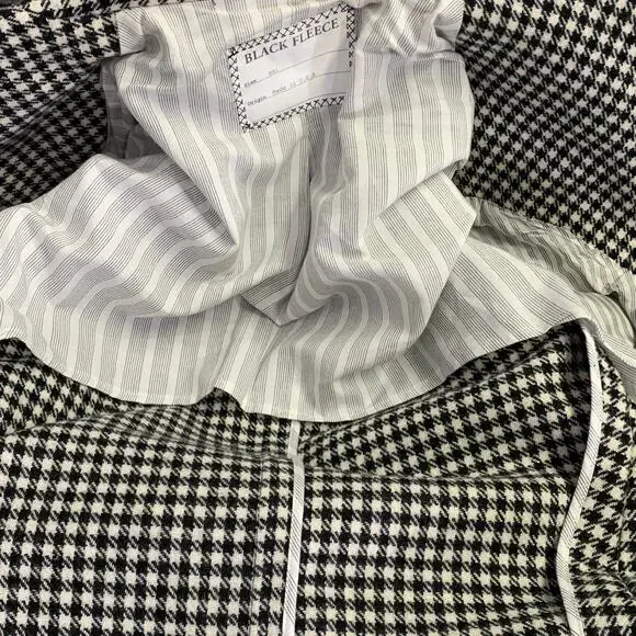 BLACK FLEECE Size 38 Black White Checkered Wool Notch Lapel Suit